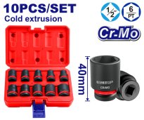 Sada 10 ks rázových nástrčných hlavic 1/2"  L-40 mm